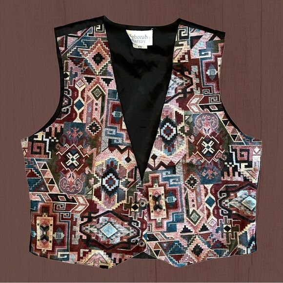 Vintage multi print coastal cowgirl tapestry vest - Picture 3 of 8